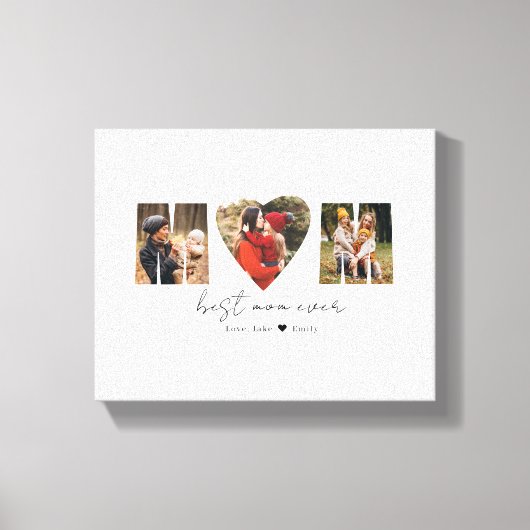 Momフォトコラージュハートフォトマザーズデイキャンバス キャンバスプリント (正面)