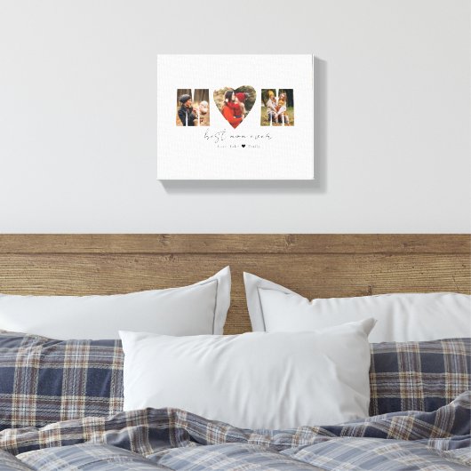 Momフォトコラージュハートフォトマザーズデイキャンバス キャンバスプリント (インサイチュ (寝室))