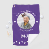 MOMフォトプモダンロガーパーソナライズされたパープル ゴルフタオル (インサイチュ)