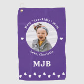 MOMフォトプモダンロガーパーソナライズされたパープル ゴルフタオル (正面)