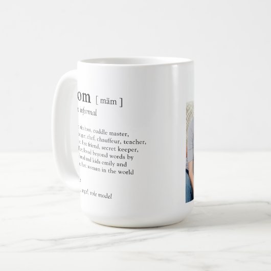 Momフォトマパーソナライズされたグの定義 コーヒーマグカップ (正面左)