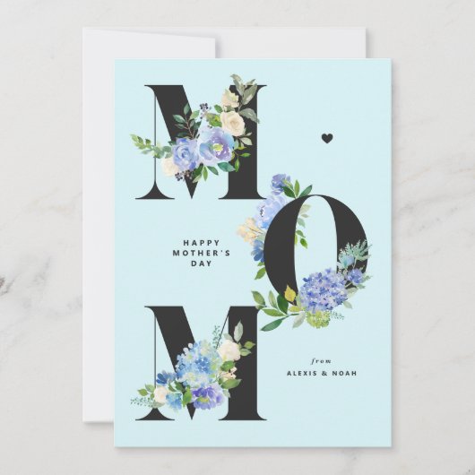 MOMブルーアジサイフローラハッピー母の日 シーズンカード (正面)
