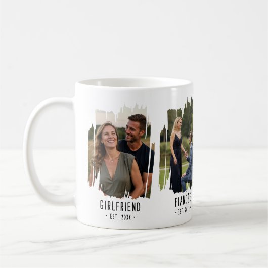 Momマイルストーンの写真と年カスタム文字ギフト コーヒーマグカップ (左)