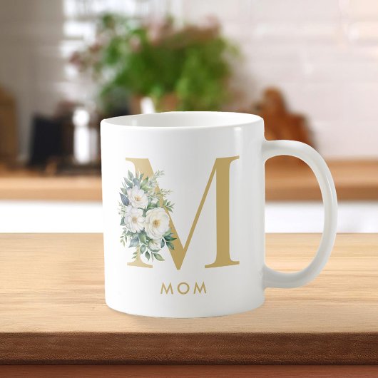 Momモノグラムレターフローラ コーヒーマグカップ