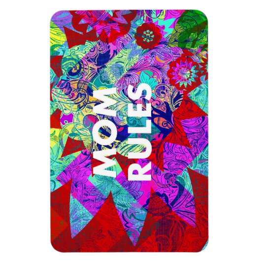 MOMルールカラフルフローラ母の日の贈り物 マグネット (縦)