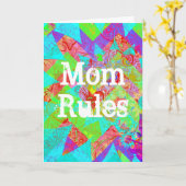 MOMルールズ鮮やかティール（緑がかった色）抽象芸術MOTHERS DAYカード カード (黄色い花)