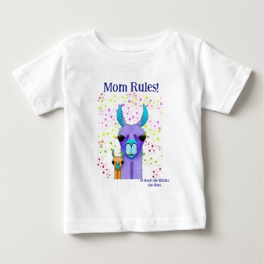 Momルールママラマ& ベビーTシャツ (正面)