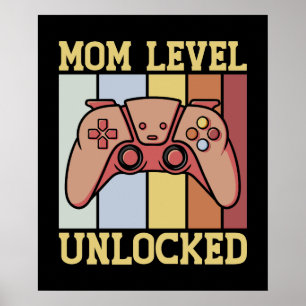 Momレベルのロック解除されたヴィンテージビデオゲーマー新しいMom ポスター
