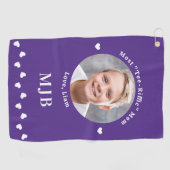MOM写真スタイリッシュシックパーソナライズされたゴルファー紫 ゴルフタオル (横)