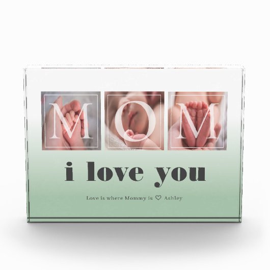 Mom写真パーソナライズされたブロックのギフト フォトブロック (正面)