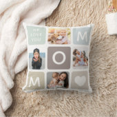 MOM写真モダンコラージュ母の日かわいい家族 クッション (ブランケット)