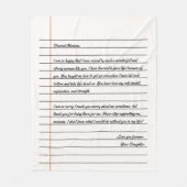 Mom向けモダン手書きノート紙 フリースブランケット (正面)