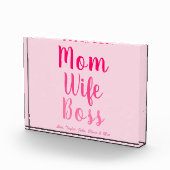 Mom妻ボスグラデーションカスタムピンクのスタイリッシュスクリプト フォトブロック (右)