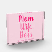 Mom妻ボスグラデーションカスタムピンクのスタイリッシュスクリプト フォトブロック (左)