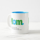 Mom定おもしろい義ブルー/グリーン ツートーンマグカップ (正面左)