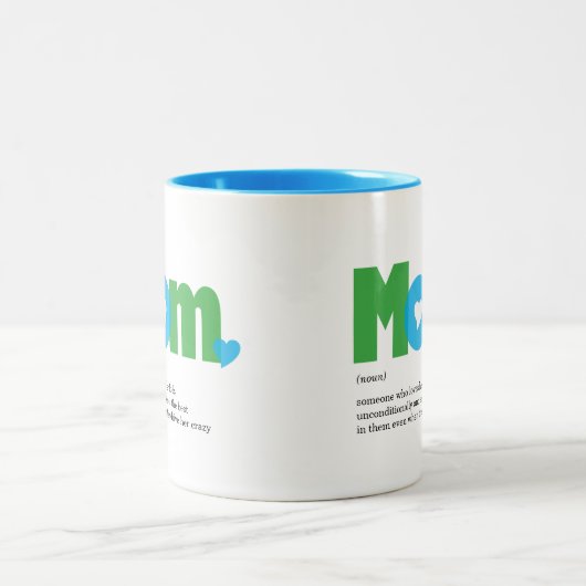 Mom定おもしろい義ブルー/グリーン ツートーンマグカップ (中央)