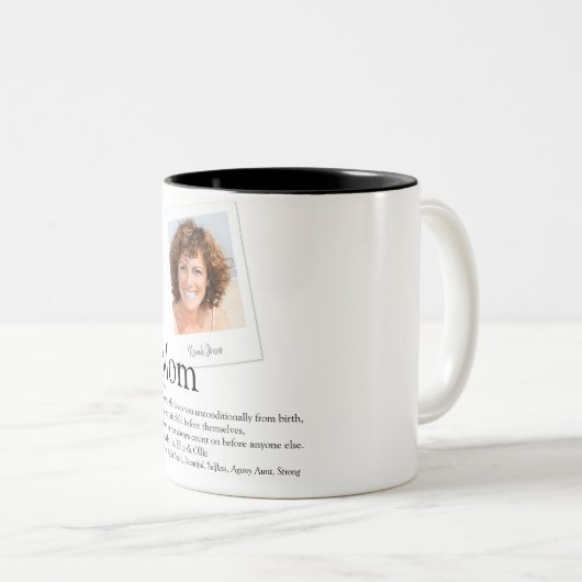 Mom定モダン義引用文白黒フォト ツートーンマグカップ (正面右)