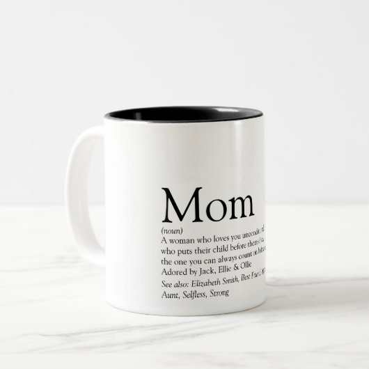 Mom定義引用文白黒 ツートーンマグカップ (正面左)
