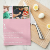 MOM定義9フォトコラージュピンク キッチンタオル (四つ折り)