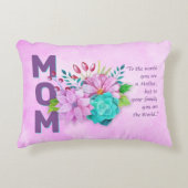 MOM引用文オンウォーター色フローラピンク アクセントクッション (正面)