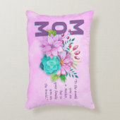 MOM引用文オンウォーター色フローラピンク アクセントクッション (正面(垂直))