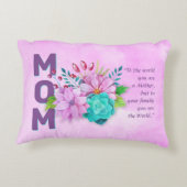 MOM引用文オンウォーター色フローラピンク アクセントクッション (裏面)