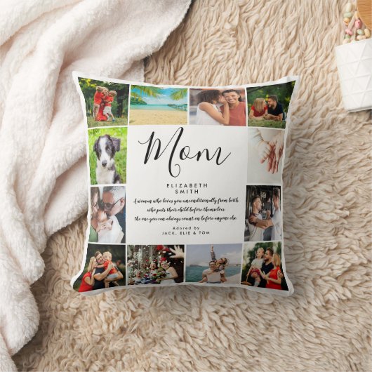 Mom引用文スモダンクリプト12フォトコラージュ クッション (ブランケット)