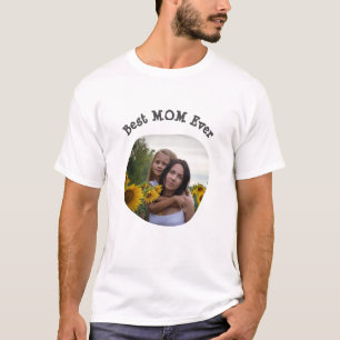 MOM最高のは、正方形の家族の写真をアップロードする Tシャツ