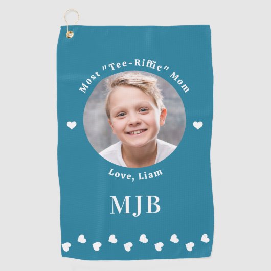 MOM最高のゴルファーカスタム写真モノグラムパーソナライズされた ゴルフタオル (正面)