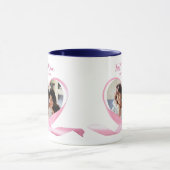 Mom最高の写真とピンクのリボンハート マグカップ (中央)