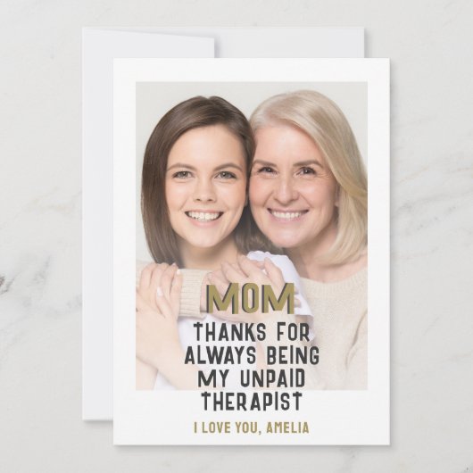 Mom未払いセラピストおもしろい写真カード (正面)