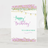 Mom水色素晴らしへのハッピーバースデー カード (正面)