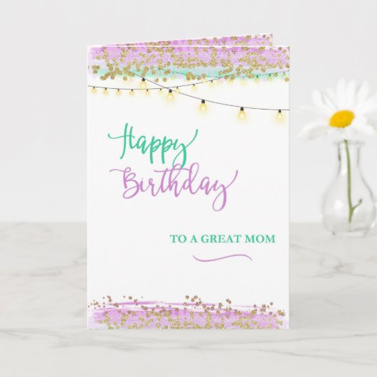 Mom水色素晴らしへのハッピーバースデー カード (小さな植物)