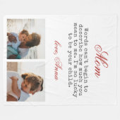 Mom用ギフトタイポグラフィ温かいメッセージ写真 フリースブランケット (正面(横))