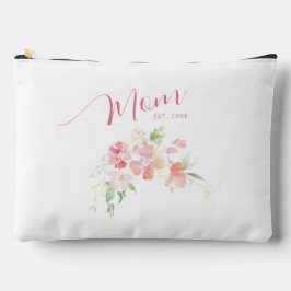 Mom確立された赤面ピンクフローラ水色 アクセサリーポーチ