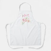 Mom確立された赤面ピンクフローラ水色 エプロン (正面)