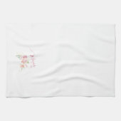 Mom確立された赤面ピンクフローラ水色 キッチンタオル (横)