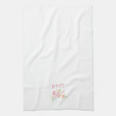 Mom確立された赤面ピンクフローラ水色 キッチンタオル (縦)