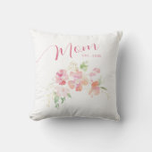 Mom確立された赤面ピンクフローラ水色 クッション (正面)