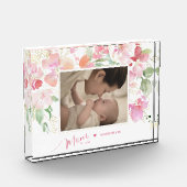 Mom確立された赤面ピンクフローラ水色 フォトブロック (左)