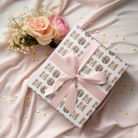 MOM花パーソナライズされた母の日の写真 ラッピングペーパー