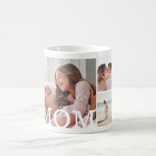 MOM複数フォトコラージュ&モノグラムカスタム コーヒーマグカップ (中央)