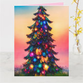 MOM誕生日ツリーフォレストファンタジーグリーティングカード カード (黄色い花)