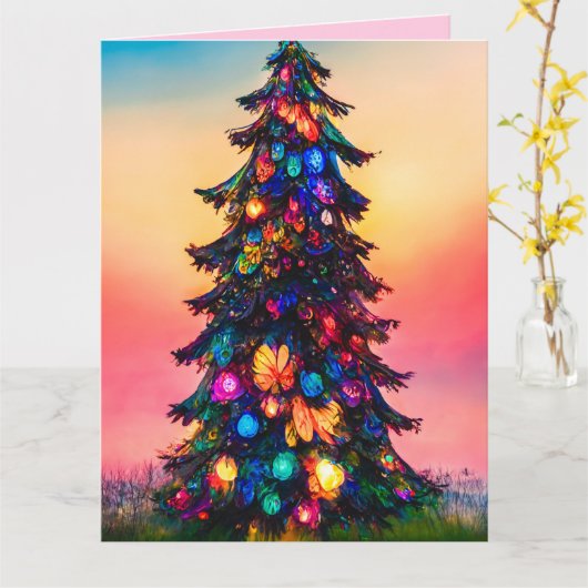 MOM誕生日ツリーフォレストファンタジーグリーティングカード カード (黄色い花)