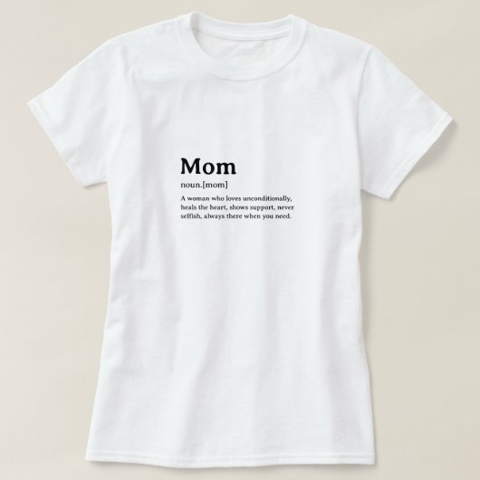 Mom辞書おもしろい定義 Tシャツ (デザイン正面)