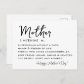 Mom辞書の意味Momカードの定義 シーズンポストカード (正面/裏面)