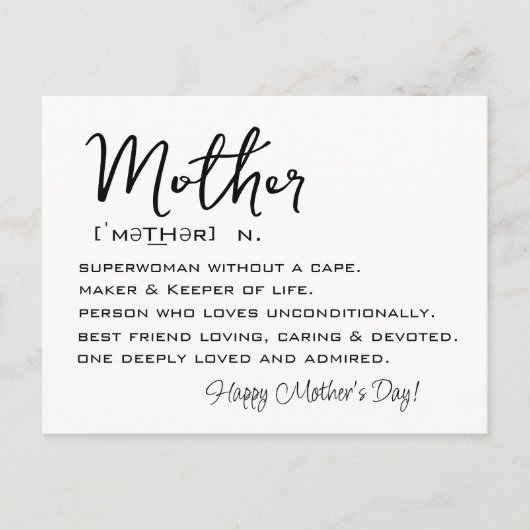 Mom辞書の意味Momカードの定義 シーズンポストカード (正面)