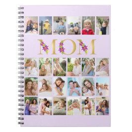 Mom金ゴールドフローラレター24縦写真コラージュ ノートブック