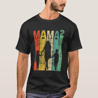 Mom2ヴィンテージツインママMom Mama Of Two Tシャツ