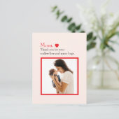 "Mom"とハートとメッセージカスタム- ポストカード (スタンド正面)